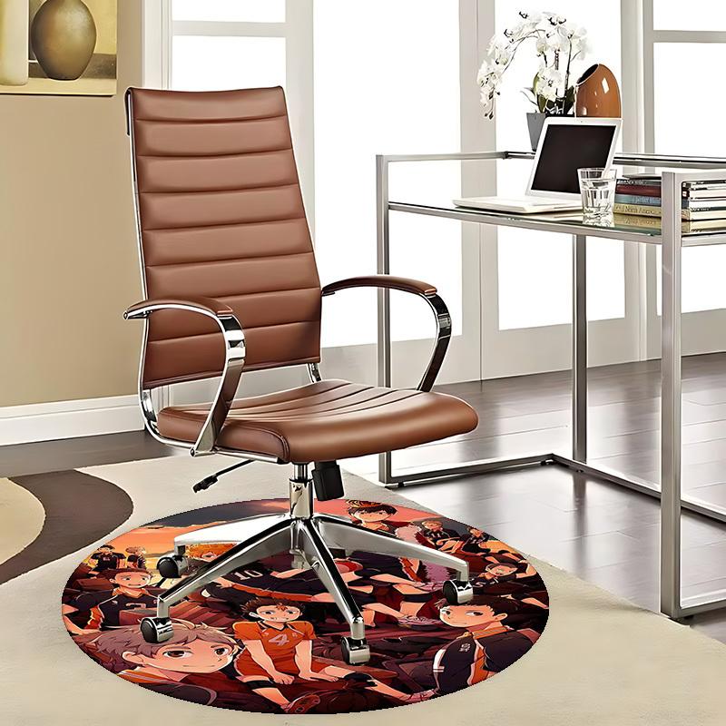 1 шт. Круглый ковер Haikyuu Волейбольной команды старшей школы Карасуно, Коврик под офисное кресло, Нескользящий ковер, Сезонный подарок, Подходит для домашнего декора, Гостиной