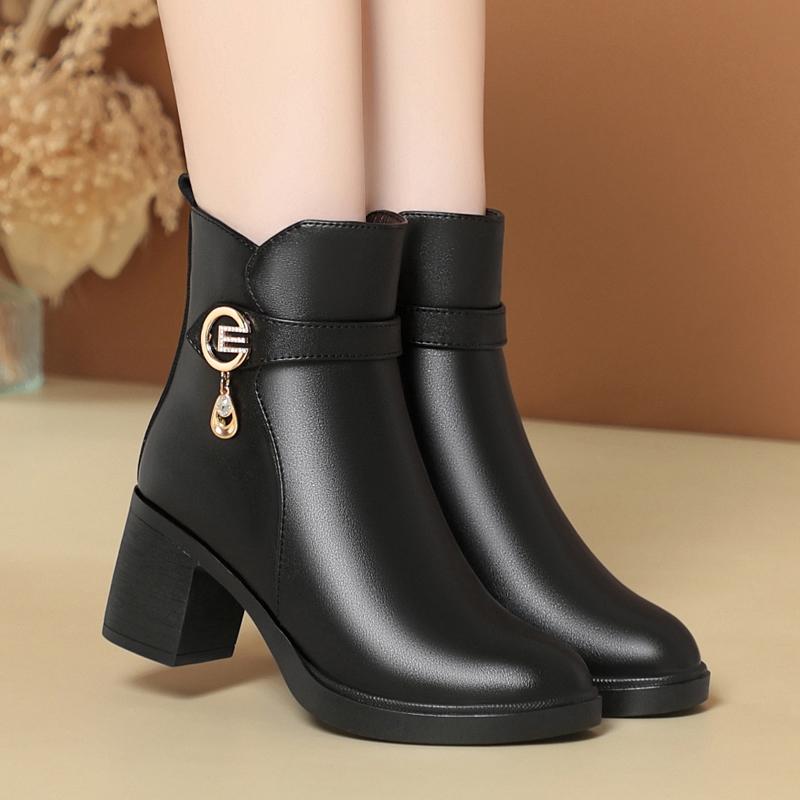 Fashion AIYUQI Women's High Heel Boots 2025 Winter Wool Warm Women's Dress Boots Non-slip Stylish Women's Ankle Boots
