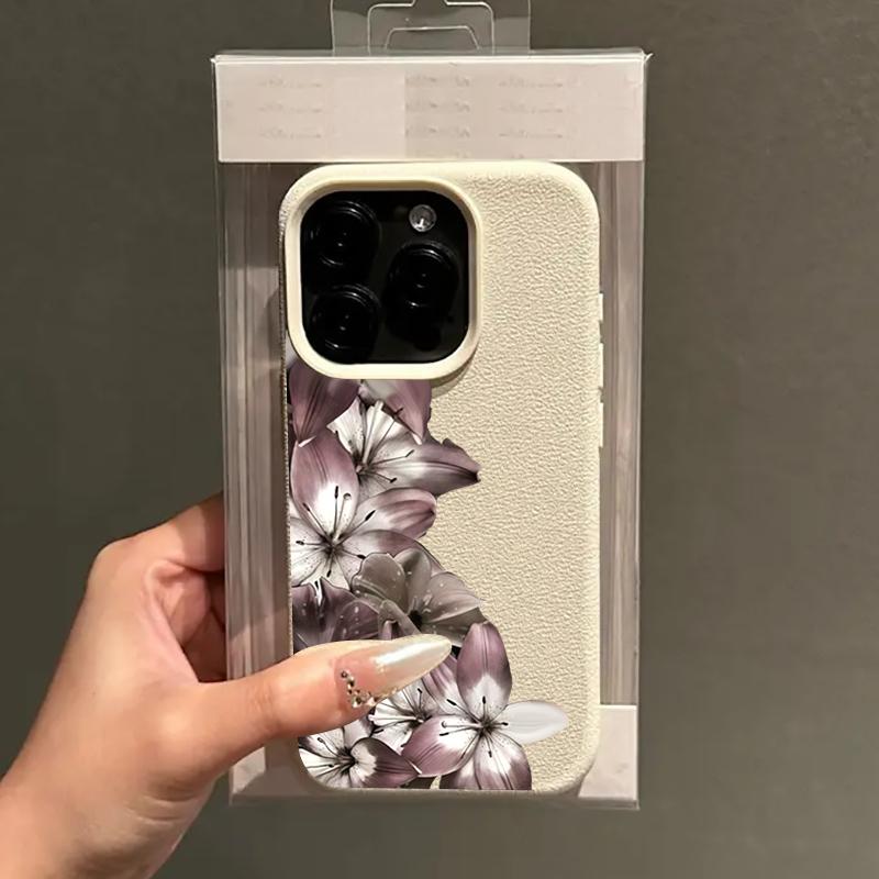 Темно-фиолетовый цветок лилии Личи текстура Чехол для телефона Для iPhone 11 12 13 14 15 16 17 Pro Max 14 15 Plus 17 Air Силиконовый Мягкий чехол
