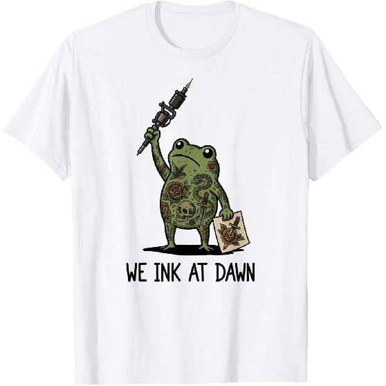 We Ink At Dawn Funny Frog Meme Tattoo Artist Body Art T-Shirt
