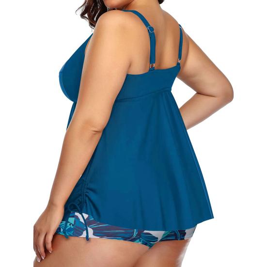 2 шт./комплект купальник без рукавов с глубоким вырезом эластичный с высокой талией плюс размер купальный топ с цветочным принтом шорты комплект купальный костюм купальный костюм для отдыха на воде спортивный комплект