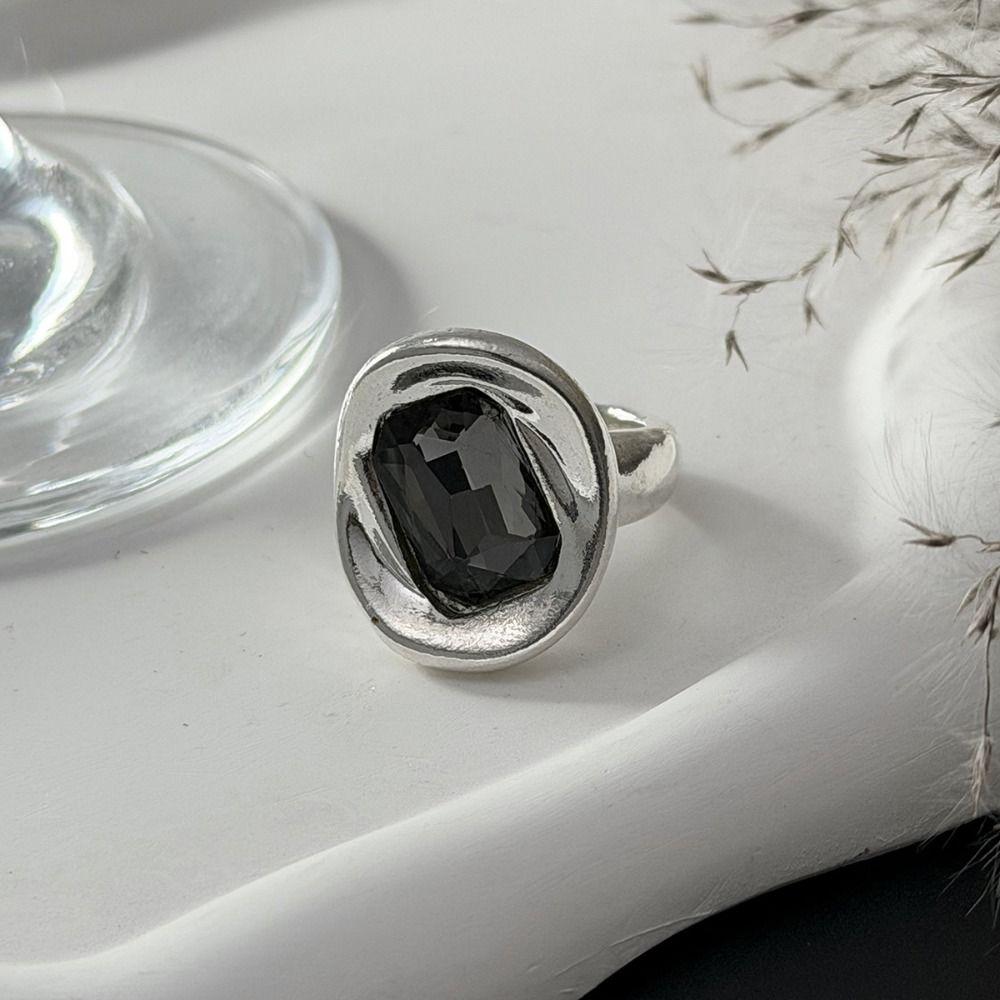 Zinc Zinc Alloy Black Rhinestone Necklace Charm Silver Ring Exquisite Metal Chain Bracelet Wedding