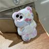 Корейский милый чехол с рисунком граффити и цветком 3d мультяшного медведя для Iphone 14 13 12 11 Pro Max, глянцевый противоударный мягкий чехол с милыми животными