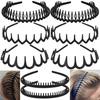 8 PCS Fashion No Slip Effortless Plastic Headbands with Teeth Comb Black Skinny Hair Accessories Bands