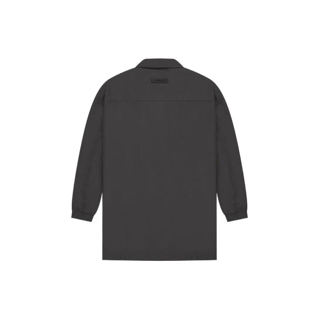 Fear of God Essentials SS22 Железный ветрозащитный плащ средней длины с воротником на пуговицах Унисекс куртка Черный FOG-SS22-239