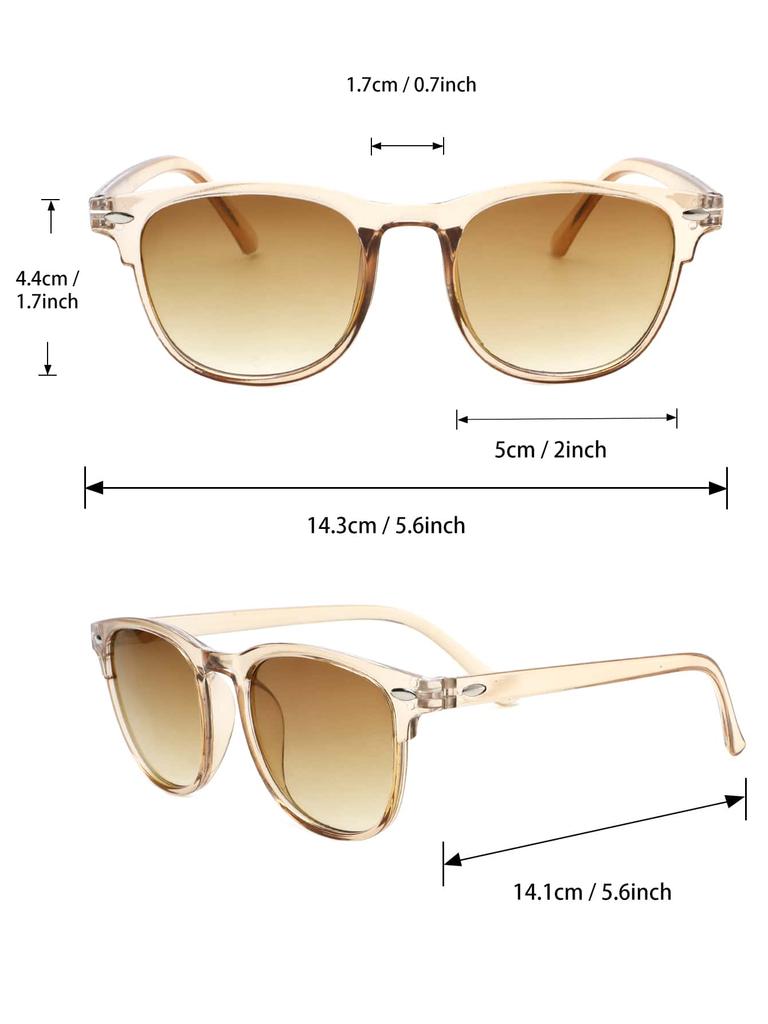 6Pcs Unisex Geometric Plastic&Metal Frame Fashion Sunglasses For Outdoor Hiking Travel