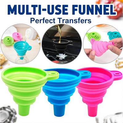 12 шт. Воронка для автомобильного двигателя Силиконовая воронка для жидкости Замена жидкости омывателя Складная Портативная/Кухонная упаковка серии для масла, соли, приправ, напитков