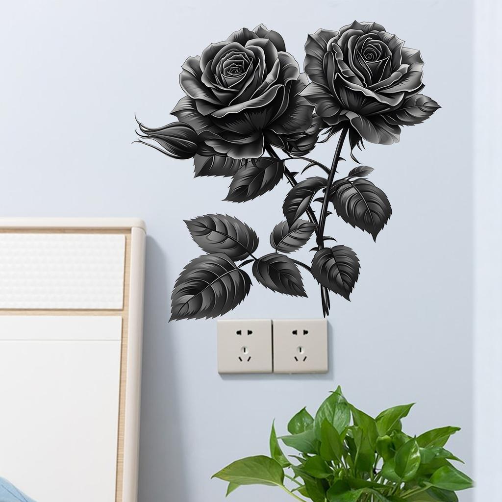 Creative Black Rose Wall Stickers Personalized Bedroom Living Room Home Decor Wall Decoration Peel and Stick