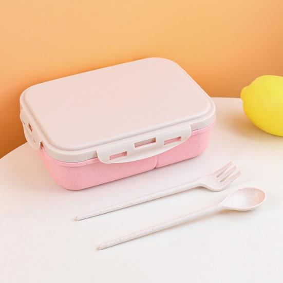 Коробка для бенто Герметичность Противоударный Противоскользящий 3 отделения Прочная пряжка Держатель для еды Износостойкий Портативный Бенто Обед