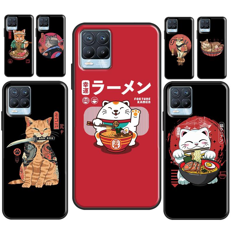 Neko Ramen Japan Cat Anime Back Case For Realme 8i 8 Pro GT Neo 2 Master C15 C21 Coque For OnePlus 8T 9R Nord2 9 Pro