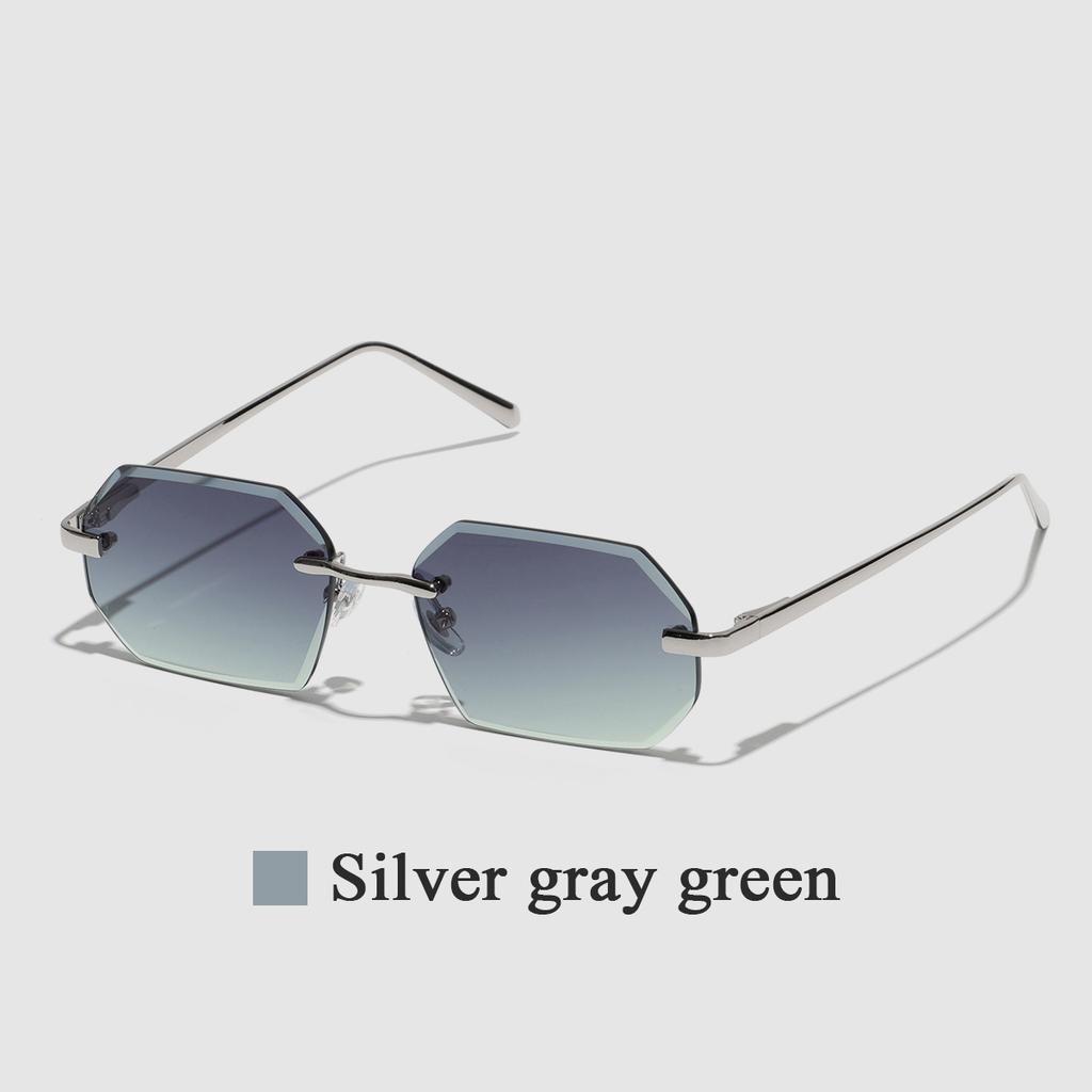 Ruiao Sunglasses Men Brand Designer Fashion Rimless Sun Glasses Shades Diamond Cut Lens Ladies Frameless Metal Eye Glasses