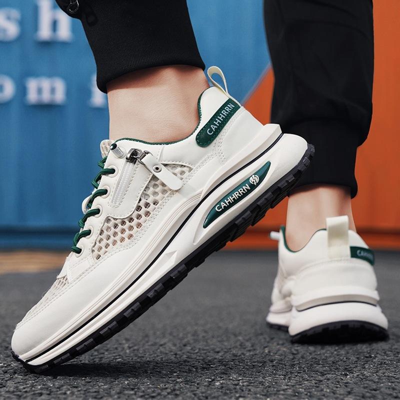 Large hole mesh men's shoes summer breathable sports shoes men's thick-soled trendy shoes student white shoes