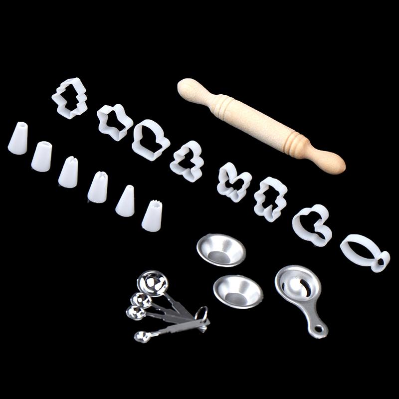 1Комплект 1:12 миниатюрных форм для выпечки кукольного домика, приспособления для выпечки, мерная ложка, инструменты для выпечки, модель кухонного декора, игрушечный домик