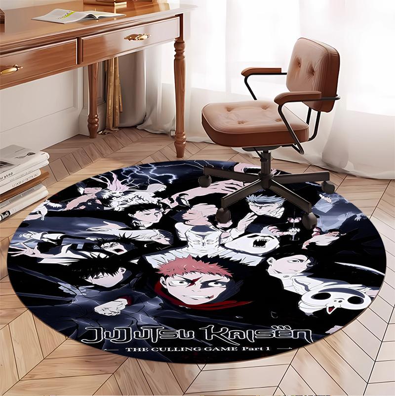 Круглый коврик с узором Jujutsu Kaisen, коврик для помещений/улицы, для пикника, игровой комнаты, спальни, офиса, гостиной, ковер для декора дома, подарок на день рождения
