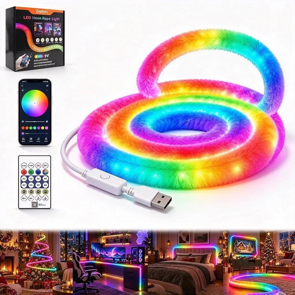 360 Degree LED Neon Strip Light Round Smart LED Light Strip RGB IC Pixel Light Indoor Decor