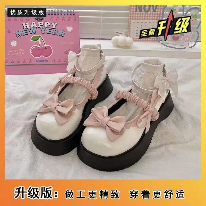 Японские маффины сладкие и прохладные туфли Мэри Джейн из маленькой кожи женские весенне-летние универсальные на толстой подошве с увеличением роста Лолита jk одинарные туфли