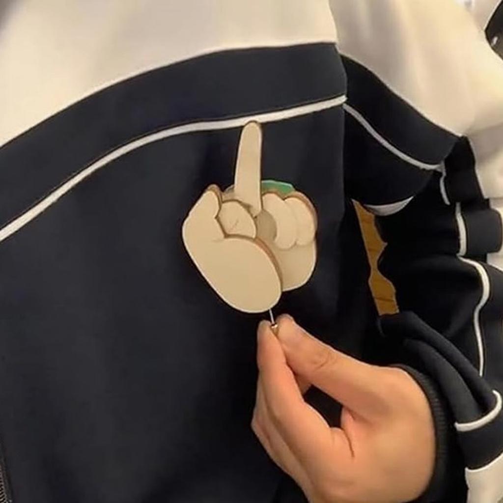 Набор из 10 интерактивных брошей в виде среднего пальца, стильная брошь в виде жеста, деревянная текстура, подарок другу