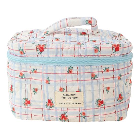 Косметичка с цветочным принтом Большая вместительная застежка-молния Прочная строчка Мягкая ручка Выдерживает большую нагрузку Дорожная стеганая косметичка Органайзер для туалетных принадлежностей