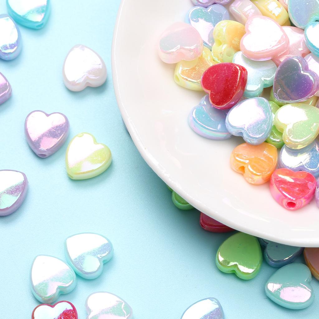 DIY For GIFTS Jewelry Making AB Color 100Pcs Handmade Accessories Heart Acrylic Beads Home