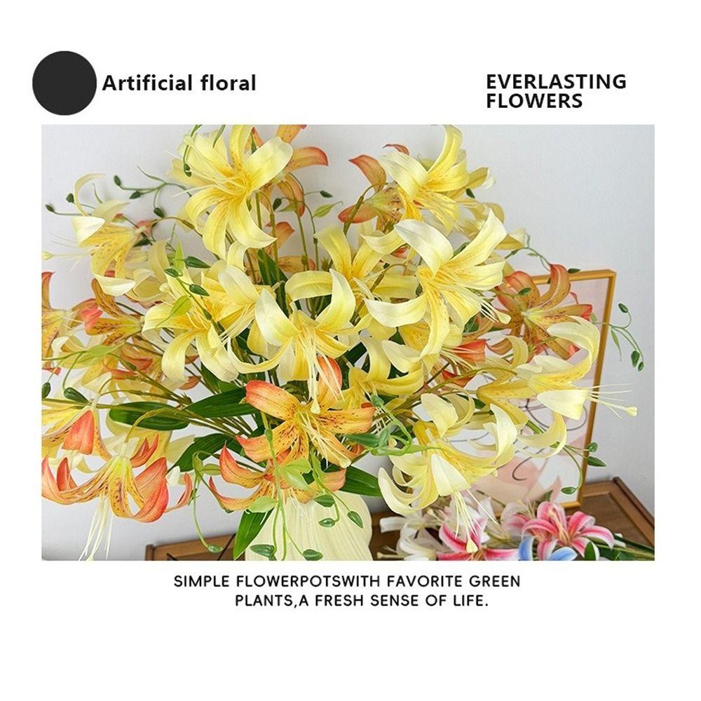 4 Heads Artificial Lilis DIY Flower Flower Bouquet Fashion Wedding Bouquet Home Decoration
