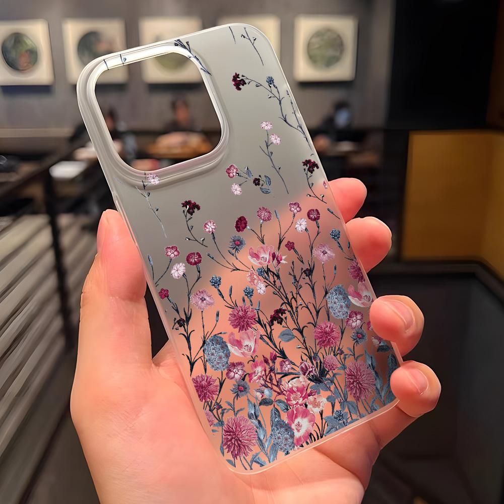 Чехлы для мобильных телефонов iPhone 11 13 15 Pro Max 12 14 Pro Max Чехол для iPhone 16 15 Plus 13 Pro 12 Матовая текстура с рисунком в виде мультяшных цветов
