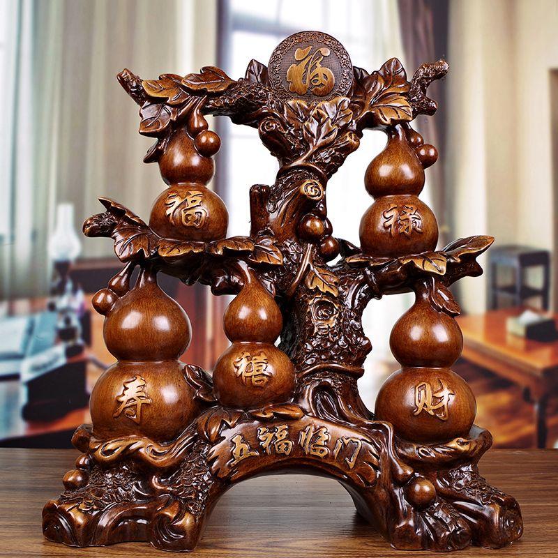 Китайская тыква Чжаоцай Пять благословений Линьмэнь, украшение из смолы, гостиная, тумба под телевизор, фойе, винный шкаф, декоративные ремесленные подарки