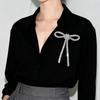 Sparkly Crystal Diamond Bow Brooch Anti Glare Tassel Sparkling Diamond Brooch  Blazer Accessory