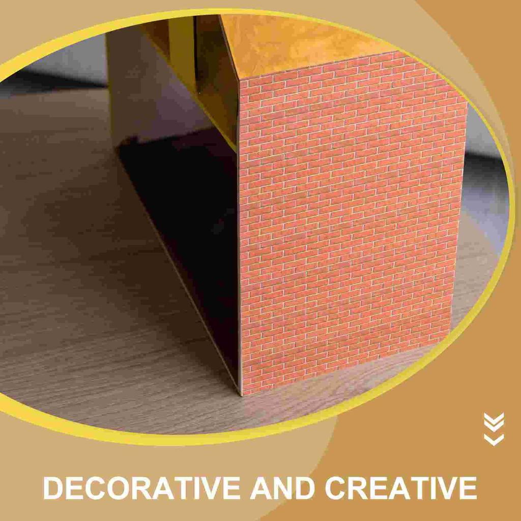 2 листа 1:12 Мини-обои для кукольного домика Наклейка Красный Кирпич Декор Отклей и Наклей Обои Гостиная Спальня Кабинет