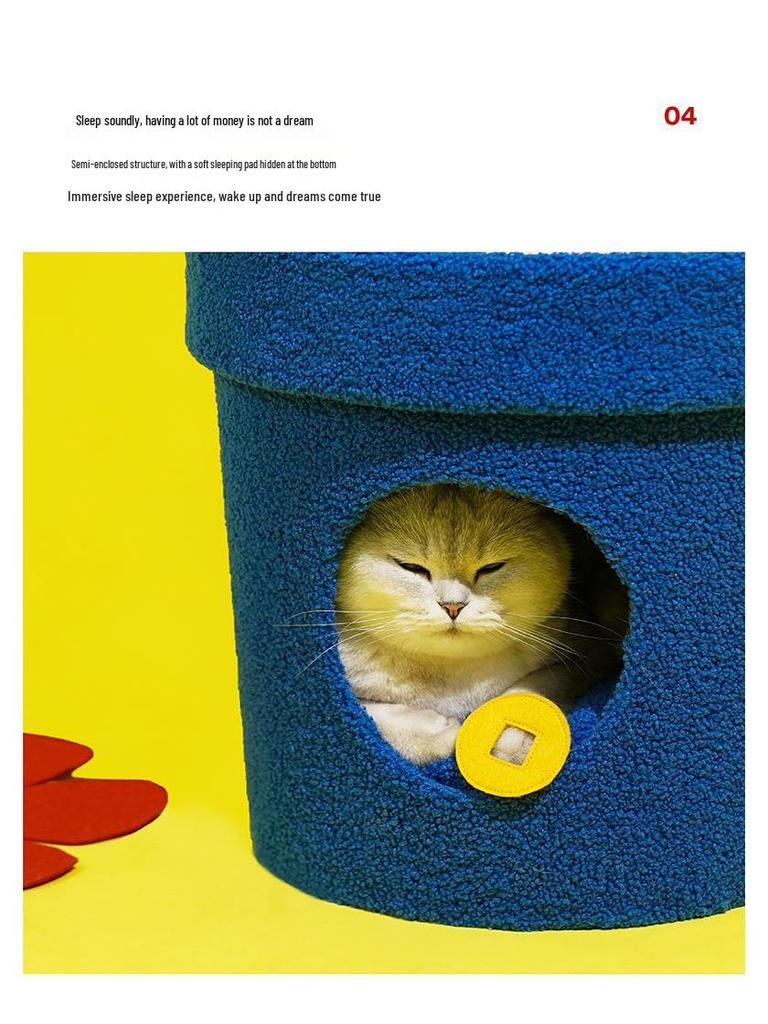 Кошачье гнездо в виде цветка зезе: Закрытый кошачий домик с когтеточкой, мягкий и дышащий.