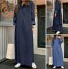 Spring Women Long Shirt Dress Oversize Long Sleeve Robe Vintage Denim Blue Dresses Casual Loose Buttons Up Vestidos