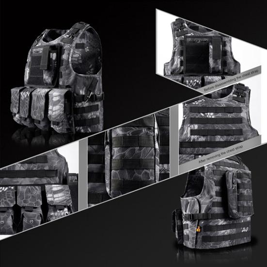 Детский тактический жилет, регулируемый холщовый жилет с несколькими карманами, уличный боевой жилет для мальчиков и девочек, ролевая игра, охота, игра, тренировочное снаряжение