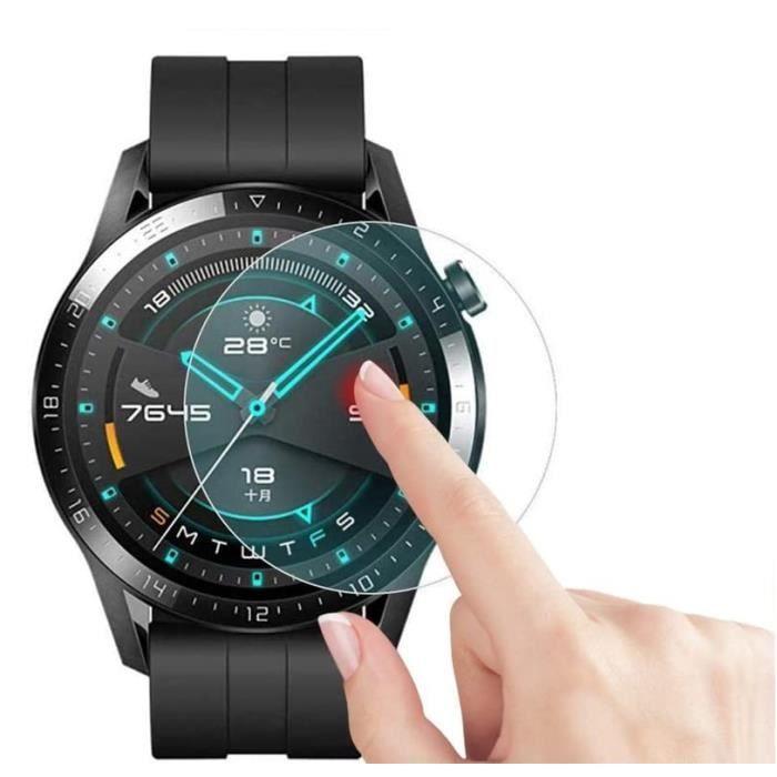 Verre Trempé pour Huawei Watch GT2 46mm - PHONILLICO - Film Vitre Protection Ecran - Pack 2 - Transparent