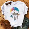 Maycaur Women Summer Short Sleeve Dreamcatcher Feather  3D Print Lady T-shirts Top T Shirt  Tee T-Shirt