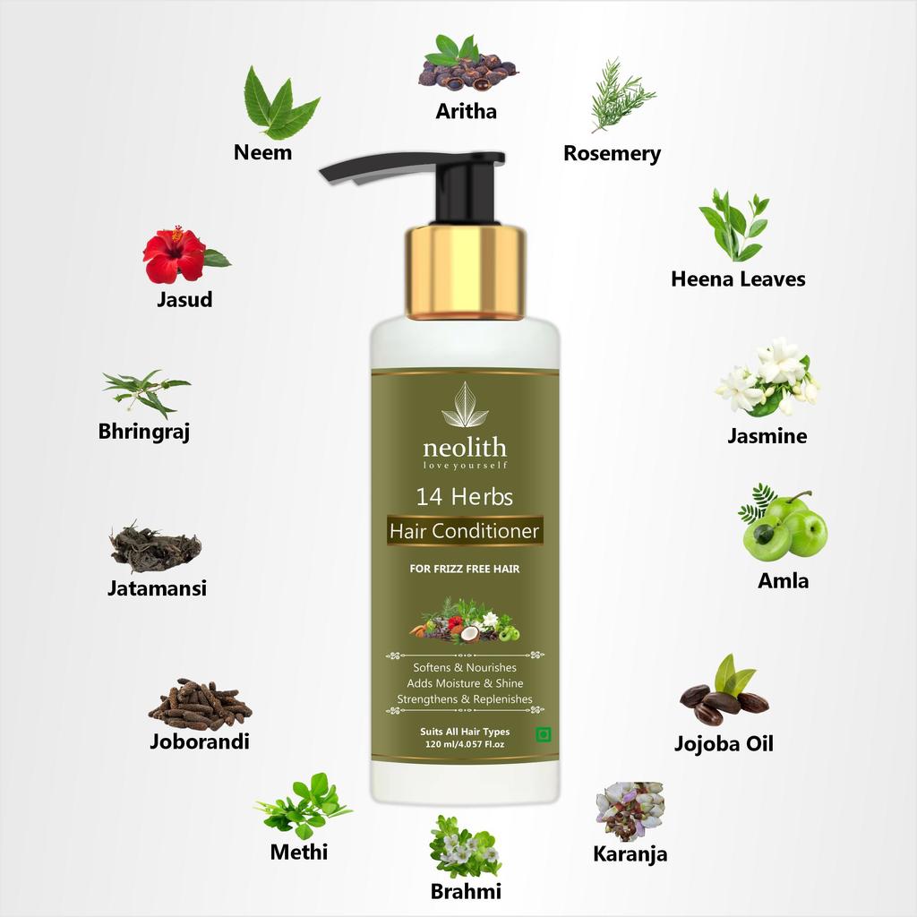 Neolith 14 Herbs Conditioner | Softens, Nourishes, Strenghtens, Replenishes, Hydrates Hair, Reduce Frizz | No Silicon, No Paraben | 120 Ml