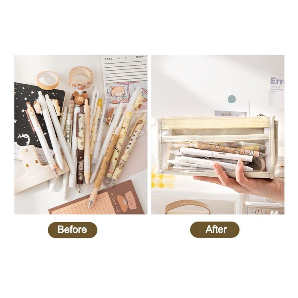 Large Capacity Pen Case Transparent PVC Storage Organizer New Zipper Pouch  Students