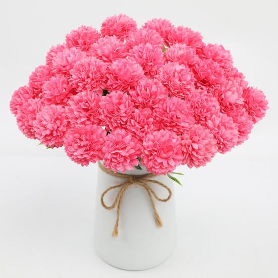 6 Pcs Artificial Hydrangea Flower Faux Chrysanthemum Ball Flower Fake Long Stem Hydrangea Bridal Bouquet for Home Office Wedding Decor