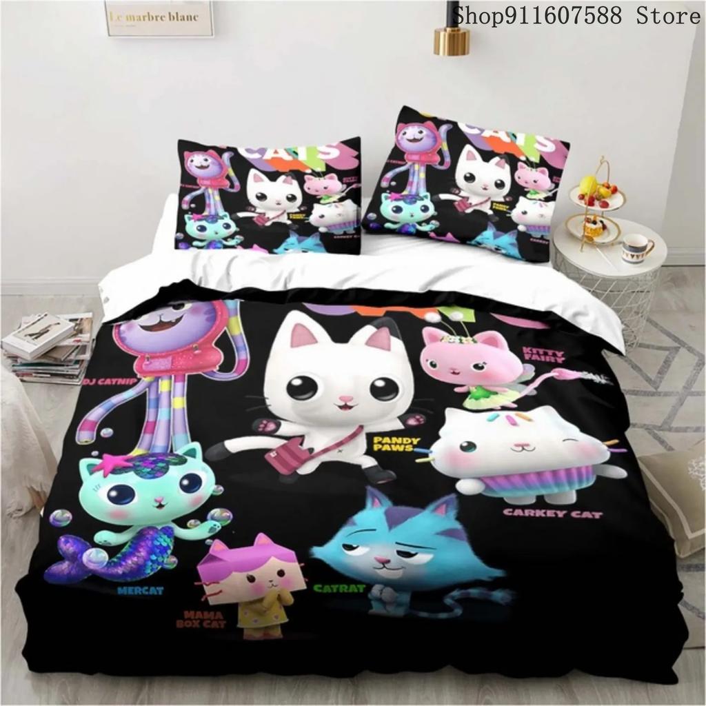 Комплект постельного белья для кукольного домика Gabby's Kawaii, односпальная кровать, двуспальная кровать, домашний декор для девочек, детский комплект постельного белья с милым мультяшным котом