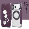 Подходит для iPhone17 кожаный чехол, Samsung S26 цветочный гальванизированный ТПУ магнитный защитный чехол 16Pro вставляемая карта противоударный чехол