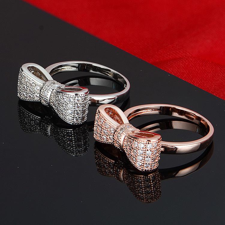White Bow Zircon Jewelry Simple Women's Jewelry Ring