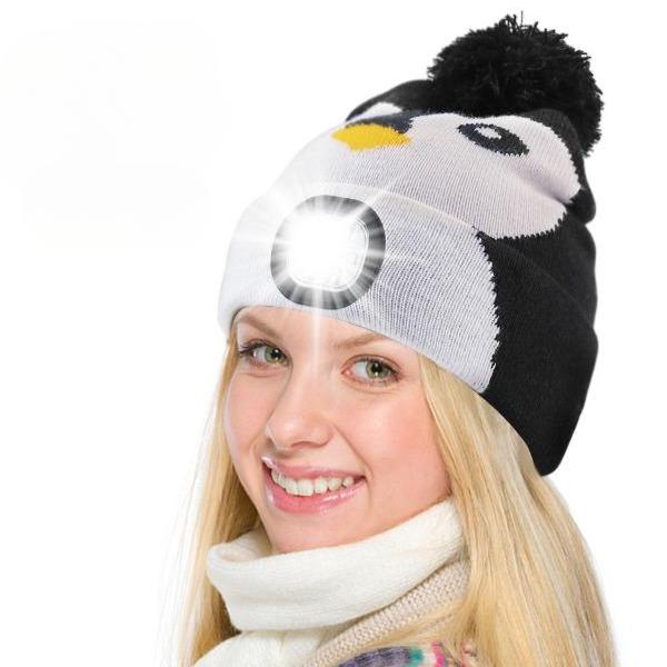 Женская светодиодная шапка с USB-зарядкой, налобный фонарь, шапка со светодиодным браслетом, зимняя теплая вязаная шапка с ночным светом, подходит для кемпинга, бега, ходьбы