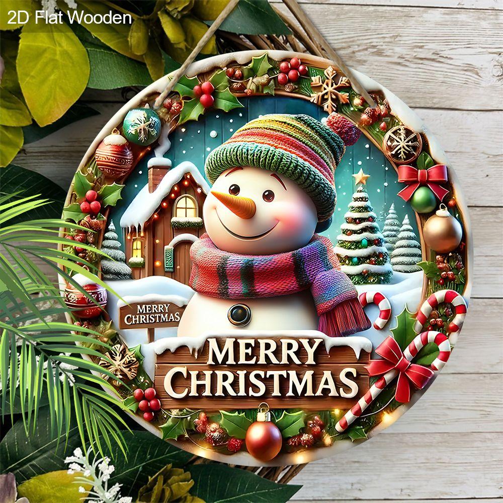 Рождественская декоративная табличка, комнатные подвесные украшения, 2D плоские деревянные изделия с рисунком снеговика, рождественские подарки для друзей и семьи