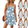 Fashion Women Summer Dress Vintage Floral Print Adjustable Spaghetti Straps Beach Vacation Casual Dress With Pockets