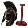Halloween Medieval Knight Spartan Troy Achilles Armor Helmet Black Plume with Stand
