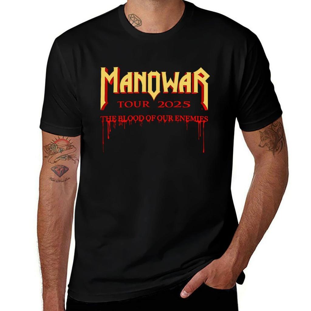 Футболка Manowar Тур 2025 The Blood Of Our Enemies Базовая Однотонная Повседневная Футболка