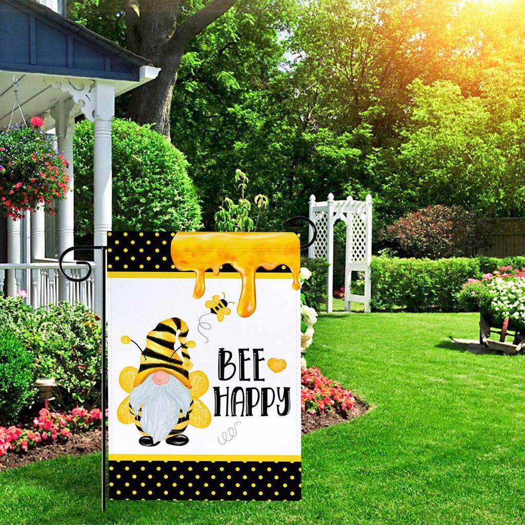 День Праздника Пчелы Флаг Декор Гном Флаг Валентина Гном Крыльцо Сад Флаг