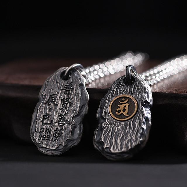 Patron Saint Buddha Pendant Male Jewelry Top Quality 925 Silver Chain Necklace For Men Retro Zodiac Wishing Stone For Boyfriend