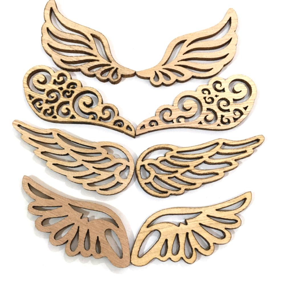 Натуральный декоративный DIY ремесло скрапбукинг граффити орнамент деревянные чипсы крылья ангела кулон