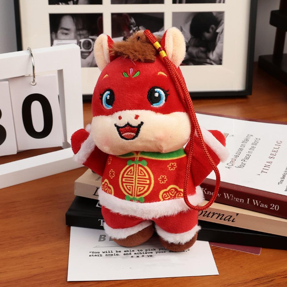 Red Chinese Zodiac Horse Doll Cartoon Mascot Traditional Pony Plush Doll  New Year