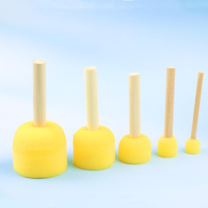 Children's Round Sponge Paint Brush Set for DIY and Early Education