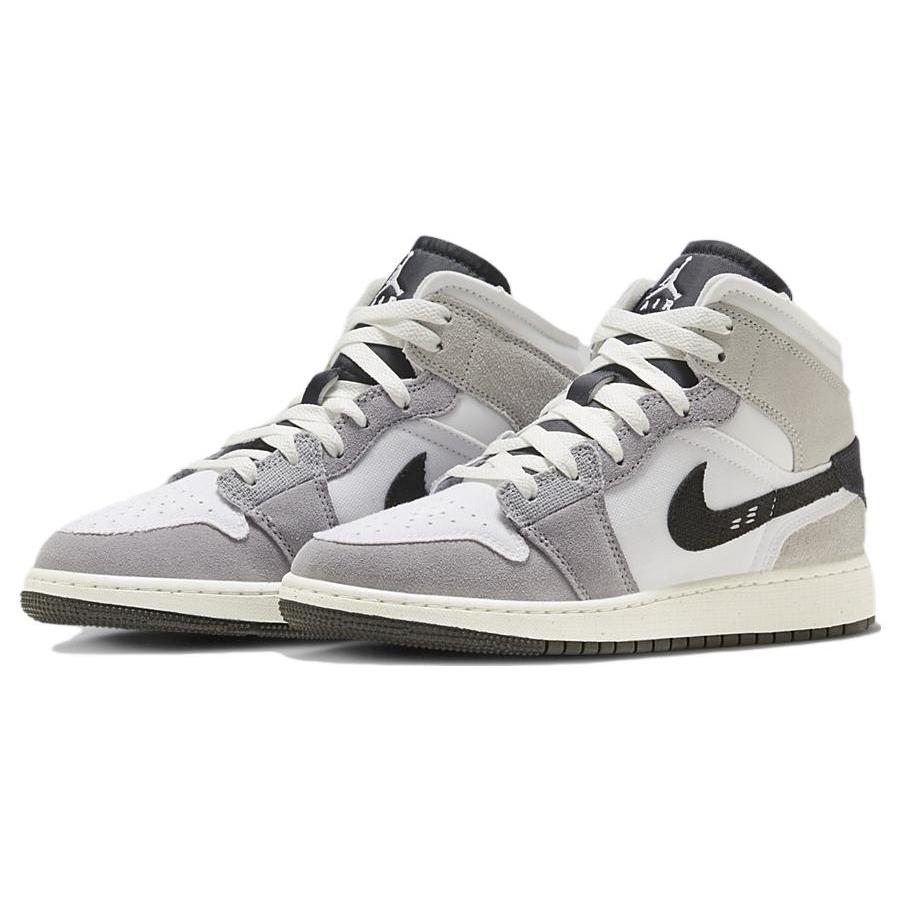 Jordan 1 Mid SE Craft Белый Цемент Серый Черный GS FD9091-002